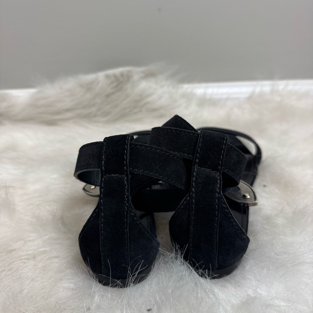 Saint Laurent Mica Buckle Suede Flat Gladiator Moto Sandals 36 - Picture 11 of 13